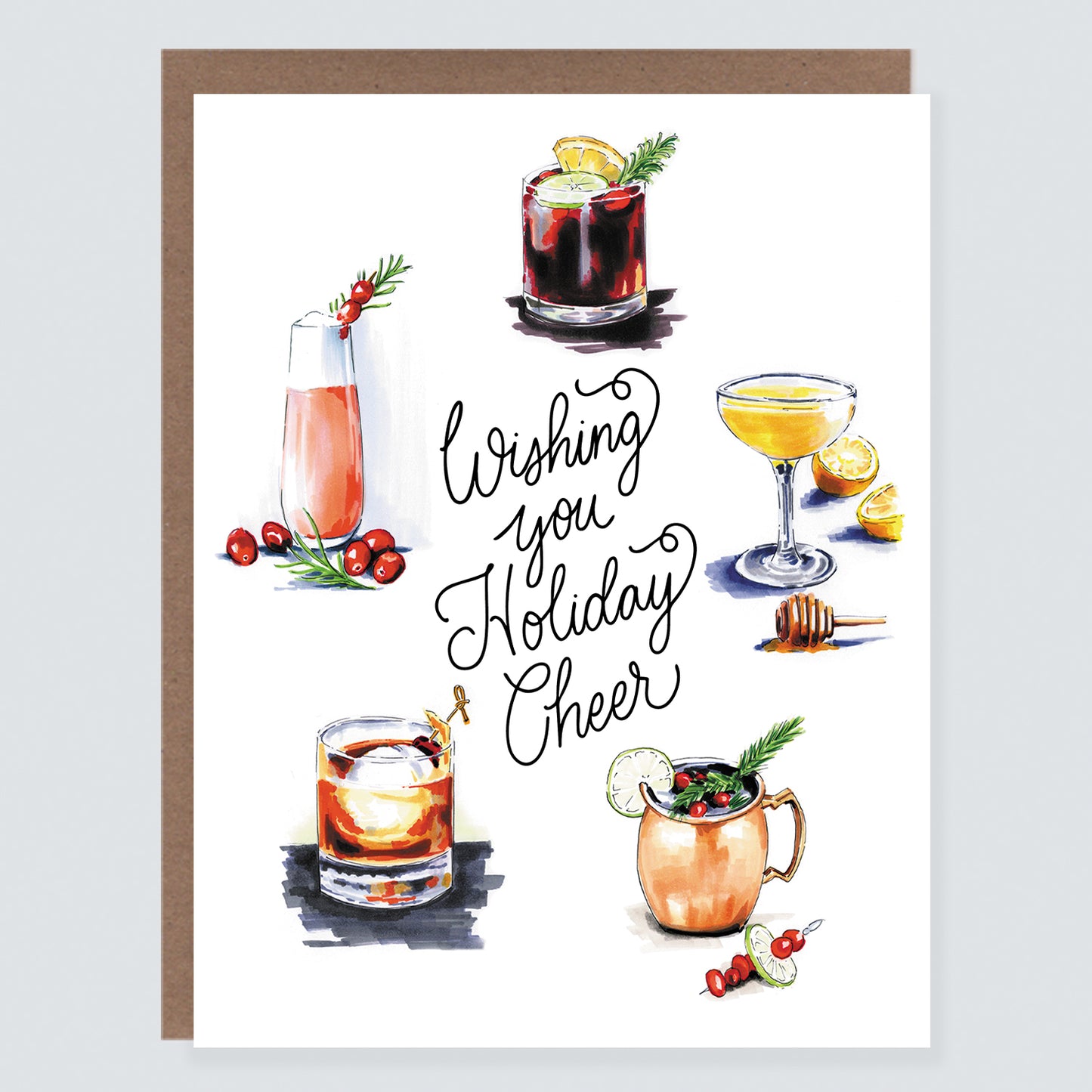 Cocktail Holiday Cheers Christmas Card