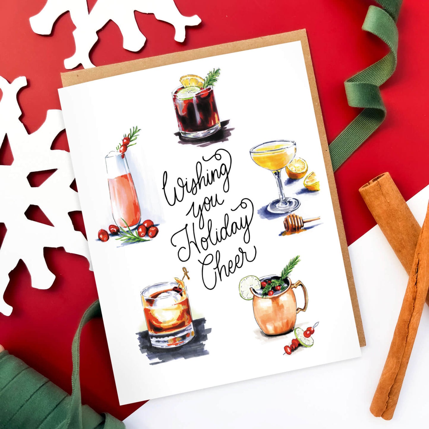 Cocktail Holiday Cheers Christmas Card