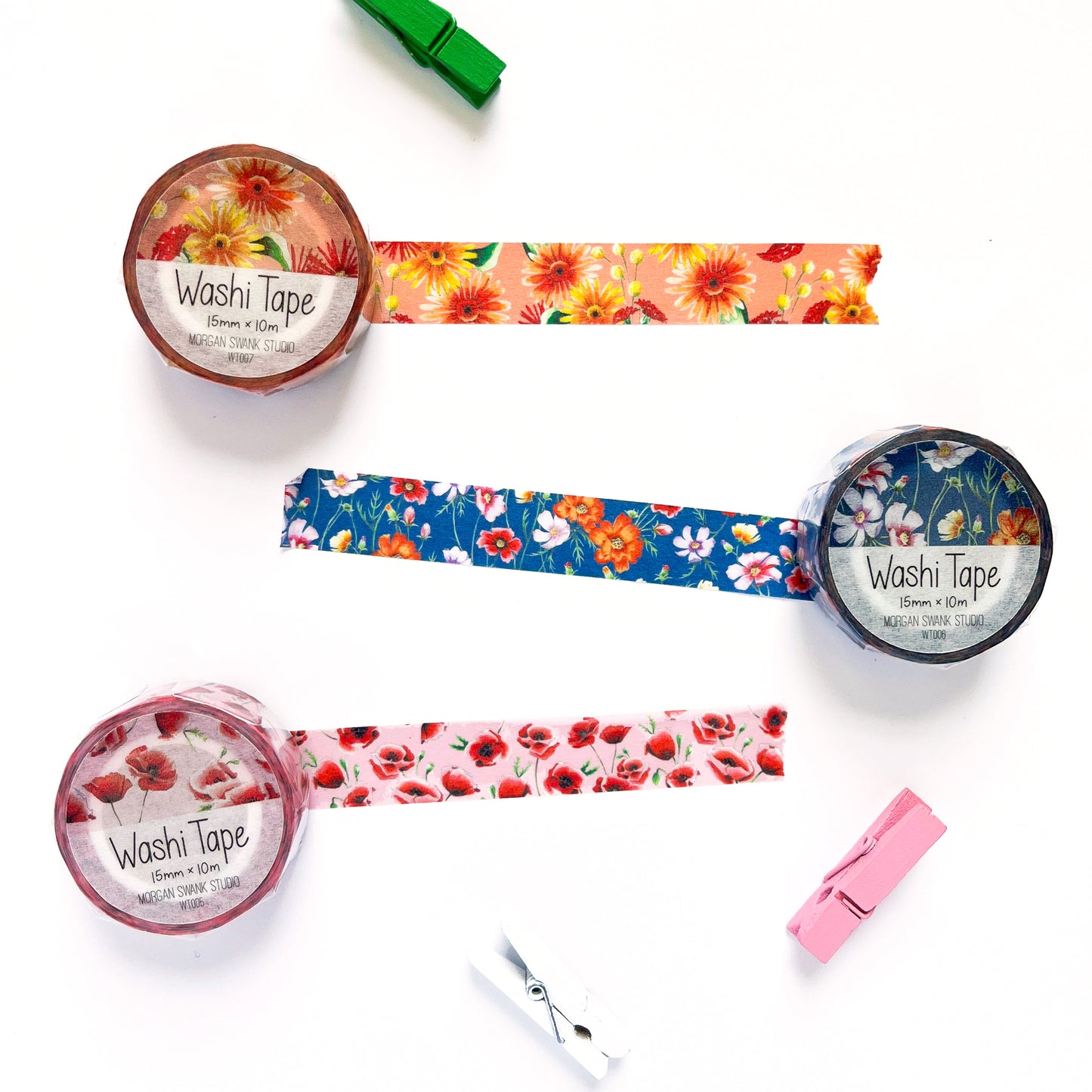 Poppies Floral Washi Tape - Case of 4